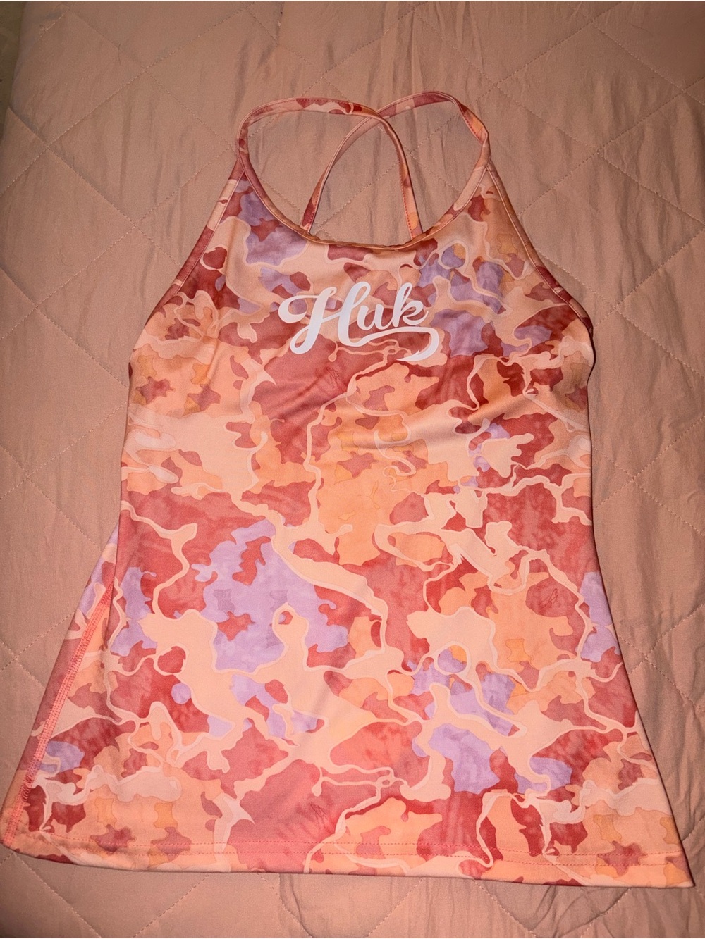 Huk Pink Peach Camo Performance Tank